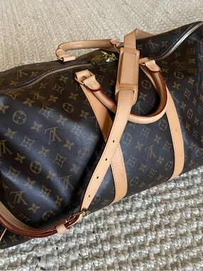 Louis Vuitton Monogram Canvas Duffel Bag with Natural Leather Trim